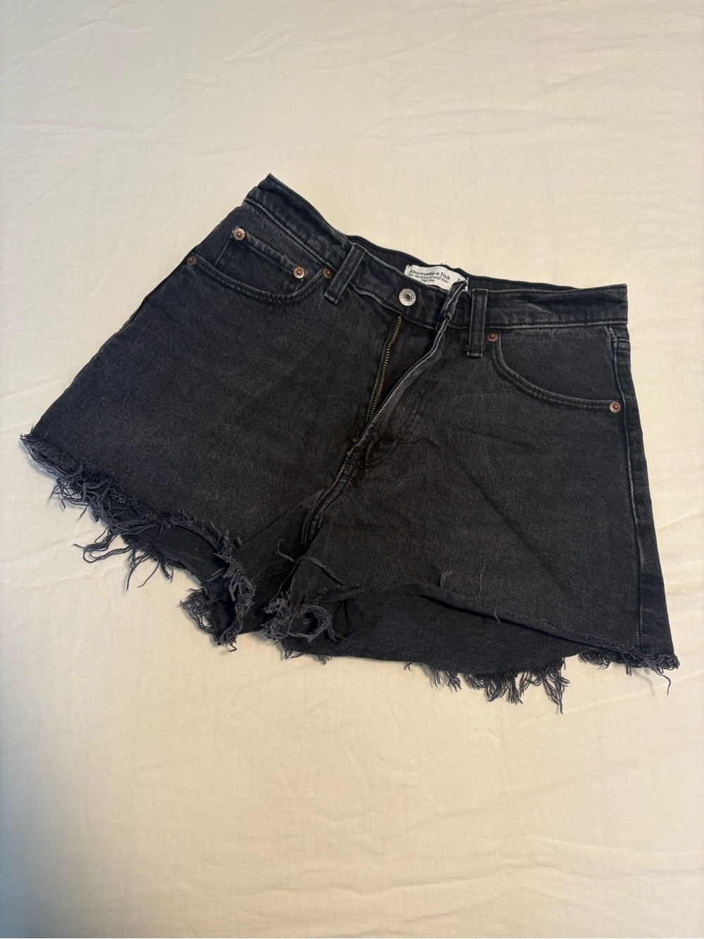 Abercrombie & Fitch Black Frayed Hem Denim Shorts